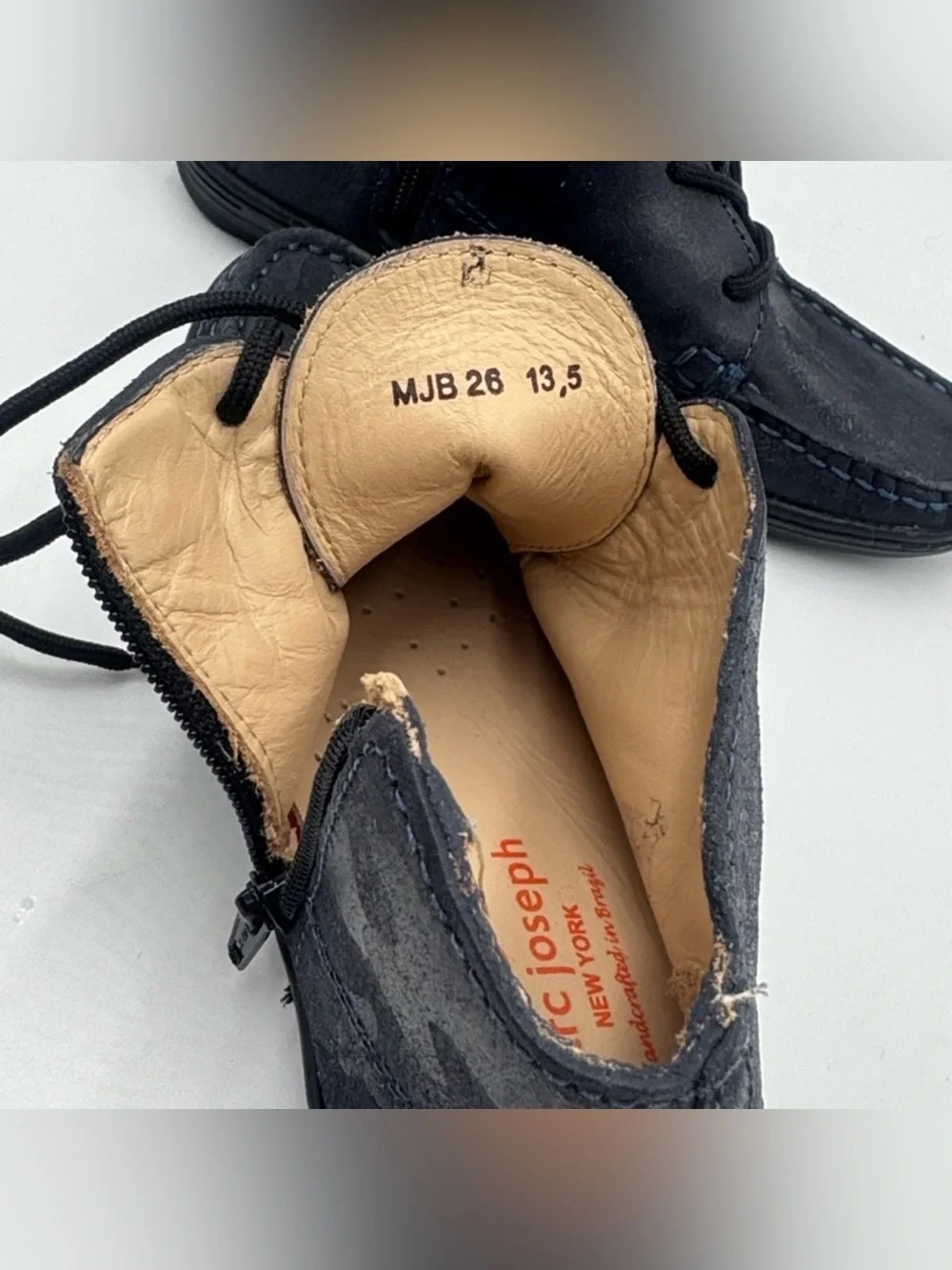 Marc Joseph Navy Suede Chukka Boots with Side Zipper